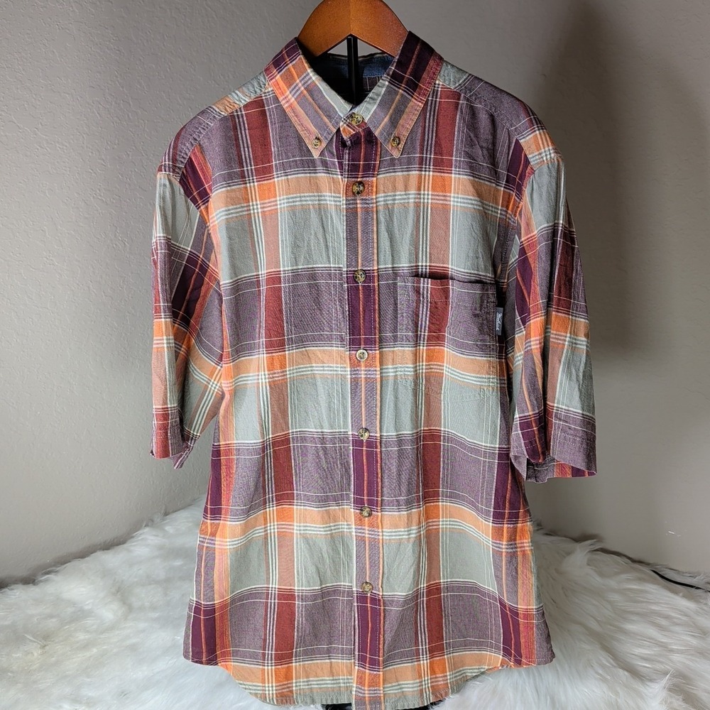 Woolrich Button Down Shirt Mens Small Multicolor Plaid Short Sleeve Outdoor